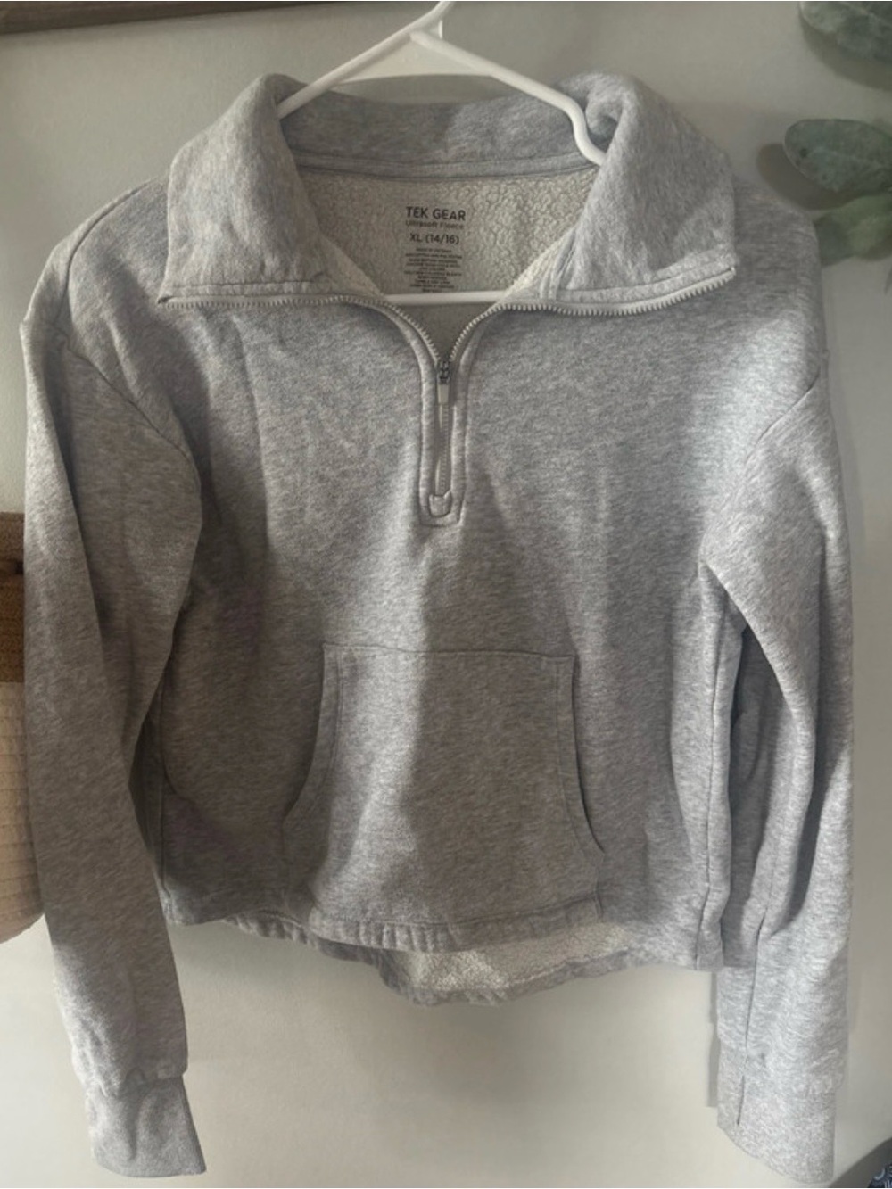 Tek Gear Girls Gray Quarter-Zip Pullover